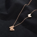 Collar de acero inoxidable oro rosa con colgante de doble mariposa y detalles mates - Oro rosa