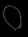 Gothic silver chain necklace featuring a spider charm and red teardrop ruby pendant - Spider Ruby Style