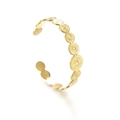Franse stijl 14K gouden open armband met cirkelvormige zonnestraal reliëfpatronen - Goud