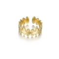 14K gold plated stainless steel open ring with textured leaf wheat ear pattern - Adjustable Open / Gold
