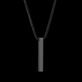 Minimalist matte black rectangular bar pendant with matching box chain necklace - Black