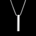 Minimalist silver bar pendant necklace with polished finish on sleek link chain - Steel