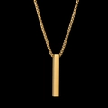 Minimalist gold bar pendant necklace with high-polished solid rectangular column charm - Gold