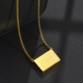 Collar sobre minimalista de oro con colgante rectangular liso y cadena de eslabones en O - Dorado