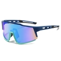 Gafas de ciclismo deportivo con montura azul mate y lentes degradadas de color púrpura - Montura Azul Lentes de Espejo Azules