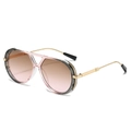Retro-Pilotensonnenbrille mit Leopardenmuster und braun-rosa Verlaufsgläsern im Vintage-Stil - Grau Rosa Rahmen Tee Rosa Linse