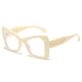 Lunettes œil de chat monture blanc cassé avec texture métallique tressée dorée - Standard (TVA 13 %) Monture blanc cassé / Blanc