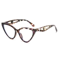 Cat eye butterfly sunglasses with floral pattern frame and pearl metal temples - Standard Purple Leopard Frame
