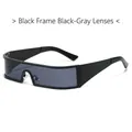 Lunettes de soleil étroites futuristes avec monture noire et verres gris foncé - Monture Noire Verres Noir Gris