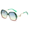 Lunettes de soleil oversize tendance à monture écaille verte et détail perle - Monture Léopard Vert Verres Thé Gris