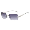 Frameless star sunglasses with purple gradient lenses and silver hollow temples - Silver Frame Gradient Grey Lens