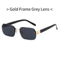Modern rimless polygon sunglasses with gold metal frame and dark grey tinted lenses - Gold Frame Black Grey