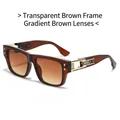 Gafas de sol retro con montura de té transparente y lentes marrones degradadas - Montura Té Transparente Lente Degradado Té