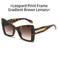 Gafas de sol oversize de carey con lentes degradadas en marrón y detalles dorados - Marco de Leopardo Lentes Degradadas Té