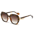 Gafas de sol cuadradas en carey con lentes degradadas marrones y patillas metálicas doradas - Marco de Leopardo Lentes Degradadas Té
