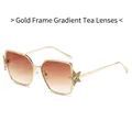 Fashion sunglasses with gold metal frame, gradient tea lenses and star detail - Gold Frame Gradient Tea Lens