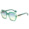 Gafas de sol geométricas verde translúcido con lentes degradadas azul-amarillo mujer - Marco Verde Transparente Lente Gris Té