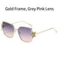 Golden oversized star sunglasses with grey pink gradient lenses and metal beads - Regular / Regular (Includes 13% VAT) Gold Frame with Grey Pink Lenses