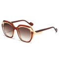 Gafas de sol cuadradas en ámbar con patillas doradas y lentes marrones degradados - Montura Té Transparente Lente Degradado Té