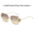 Gold star sunglasses with gradient grey-tea lenses and intricate beaded metal frame - Regular / Standard (Incl. 13% Tax) Gold Frame Grey Brown Lenses