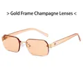 Trendy rimless rectangular sunglasses featuring champagne lenses and golden metal bridges - Regular / Regular (Incl. 13% VAT) Gold Frame Champagne Lenses