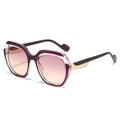 Lunettes de soleil carrées chic avec verres dégradés violets et détails en métal doré - Monture Violette Transparente Verres Rose Thé
