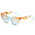 Cat eye sunglasses with orange-blue gradient frame and pearl-embellished hollow temples - Standard (Includes 13% VAT) Blue-Tea Frame with Tea-Blue Lenses