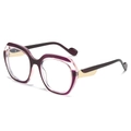 Lunettes de soleil carrées surdimensionnées avec monture bicolore rose-violet et détails dorés - Monture Violette Transparente Verre Transparent