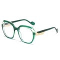 Lunettes de soleil carrées vert émeraude translucide avec des détails dorés chic - Monture Verte Transparente Verre Transparent