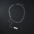 Collana in acciaio inossidabile argento con maglia a naso di maiale e ciondolo rettangolare - Stile Catena Asimmetrica Naso di Maiale (M-N1181) / Argento