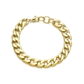 Detalle de pulsera de cadena cubana dorada con cierre de mosquetón y cadena ajustable - Dorado