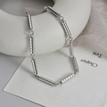 Collana minimalista in acciaio al titanio argento con maglie a bambù su ceramica - Collana / Collana a Nodo di Bambù (Colore Acciaio)