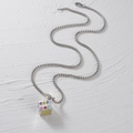 Silver dice pendant necklace with colorful enamel dots and yellow smiley face - Dice Pendant Necklace