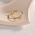 Franse stijl 14K vergulde bloemring met sterpatroon en glanzende zirkonia's - Achtpuntige Ster Open Stijl / Goud