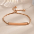 Minimalist rose gold stainless steel bracelet with adjustable slider clasp and curved bar - Kids Style (Rose Gold)