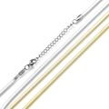 Détails des chaînes serpent plates en or et argent avec fermoirs homard et rallonges - Chaîne chevrons / 2.5mm / 40+5cm / Acier