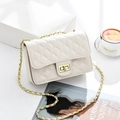 Elegant ivory quilted chain shoulder bag with golden twist lock and leather strap - Off White