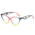 Cat eye glasses with red, yellow, and blue gradient frames and pearl detail - Standard (Incl. VAT) Pink and Grey Frame