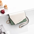 Chic cream white and sage green color-block crossbody bag with a golden chain strap - White with Green
