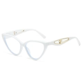White butterfly frame sunglasses with gold-tone temple and white pearl accent detail - Standard White Frame
