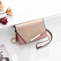 Pink and beige crossbody bag with gold metallic trim and chain strap details - Khaki with Pink