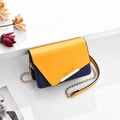 Fashionable contrast color shoulder bag in yellow and dark blue with chain strap - Lemon Yellow & Blue