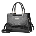 Black crocodile pattern crossbody bag with shiny finish and Danbaoly logo - Black