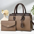 Minimalistisches Shopper-Taschen-Set in Mokka-Braun mit passender Briefumschlag-Clutch - Khaki