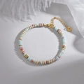Pulsera de piedras naturales en tonos macaron con cierre de acero inoxidable dorado - Azul claro