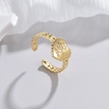 Gouden roestvrijstalen open ring met Love-gravure en holle kettingstructuur design - Verstelbaar Open / LOVE Hartketting Open Ring