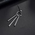 Silver stainless steel punk stud earrings with three cylindrical drops on black background - Three Cylinders Pendant Style / Silver