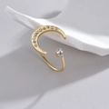 Verstelbare gouden ring met een glinsterende halve maan en ronde solitaire diamant - Verstelbaar Open / Goud