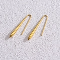 Macro shot of minimalist gold drop earrings with a sleek streamlined waterdrop design - Short Streamline Style (WLE073-duan)