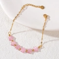Pink cat eye star charm bracelet with gold-plated stainless steel chain and lobster clasp - Cute Pink Star